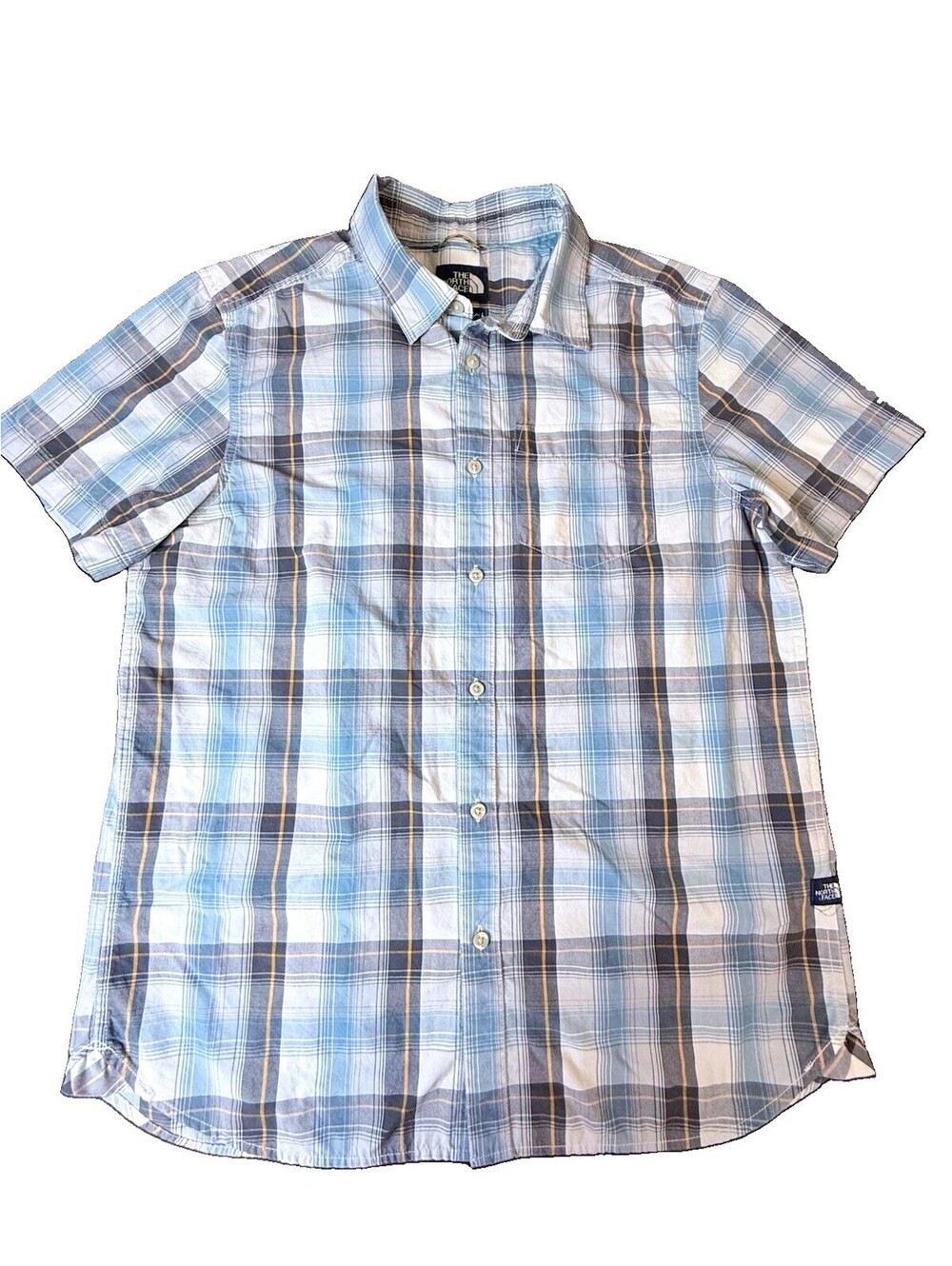 The North Face Men's Plaid Button-Up Short Sleeve Point Collar Shirt L